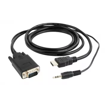 GEMBIRD HDMI - VGA ja audio -adapterikaapeli, yksiliitäntäinen, 1,8 m - musta