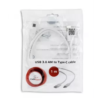 GEMBIRD USB 3.0 AM - Type-C -kaapeli (AM/CM) 1 m - valkoinen