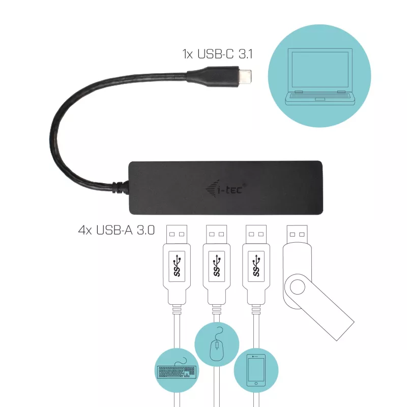 i-tec Advance USB-C ohut passiivinen HUB 4 porttia