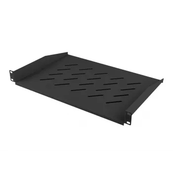 Lanberg AK-1008-B 19 tuuman (482,6 mm) 1U kiinteä hylly, 483x315 mm, 450/600/800/1000 mm syville kaapeille, enintään 25 kg, musta RAL 9004