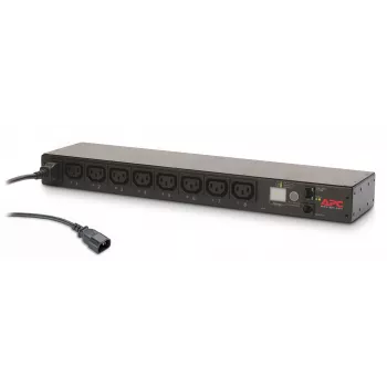 APC NetShelter Switched Rack PDU, 1U, 1PH, 2,3 kW 230 V 10 A tai 2,5 kW 208 V 12 A, 8 C13-lähtöä, C14-kaapeli