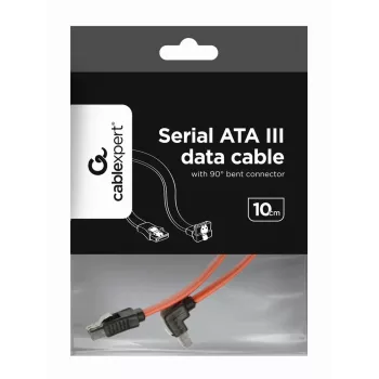 GEMBIRD SATA III -datakaapeli 90 asteen kulmaliittimellä, 50 cm – metalliklipsit