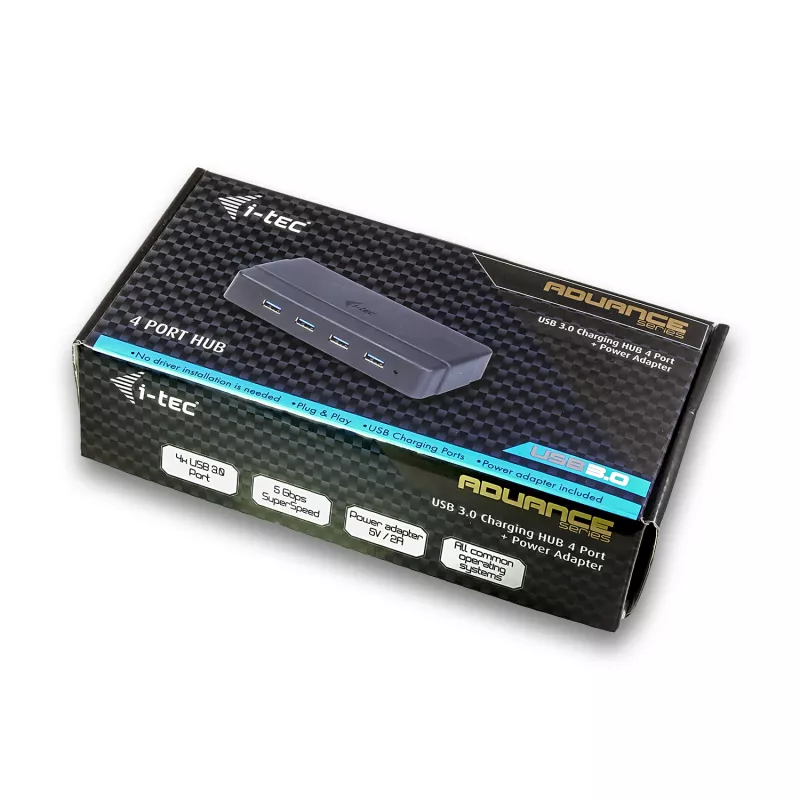 i-tec USB 3.0 Charging HUB 4 porttia virtalähde USB 3.2 Gen 1 Type-B
