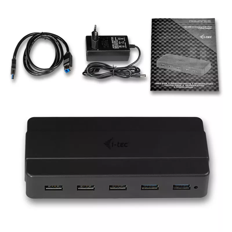 i-tec USB 3.0 Charging HUB 7 porttia virtasovitin USB 3.2 Gen 1 Type-B