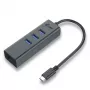 i-tec Metal USB-C keskitin 3 porttia + Gigabit Ethernet -sovitin