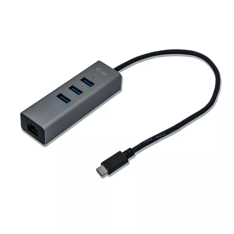 i-tec Metal USB-C keskitin 3 porttia + Gigabit Ethernet -sovitin