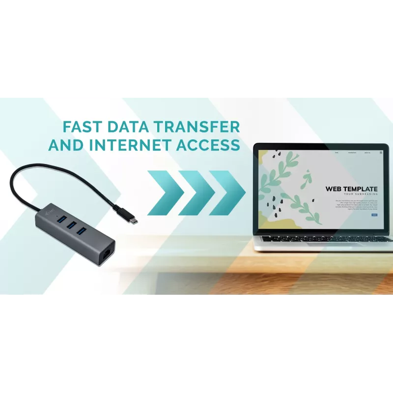 i-tec Metal USB-C keskitin 3 porttia + Gigabit Ethernet -sovitin