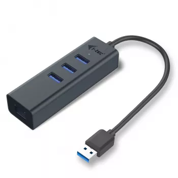 i-tec Metal USB 3.0 keskitin 3 porttia + Gigabit Ethernet -sovitin