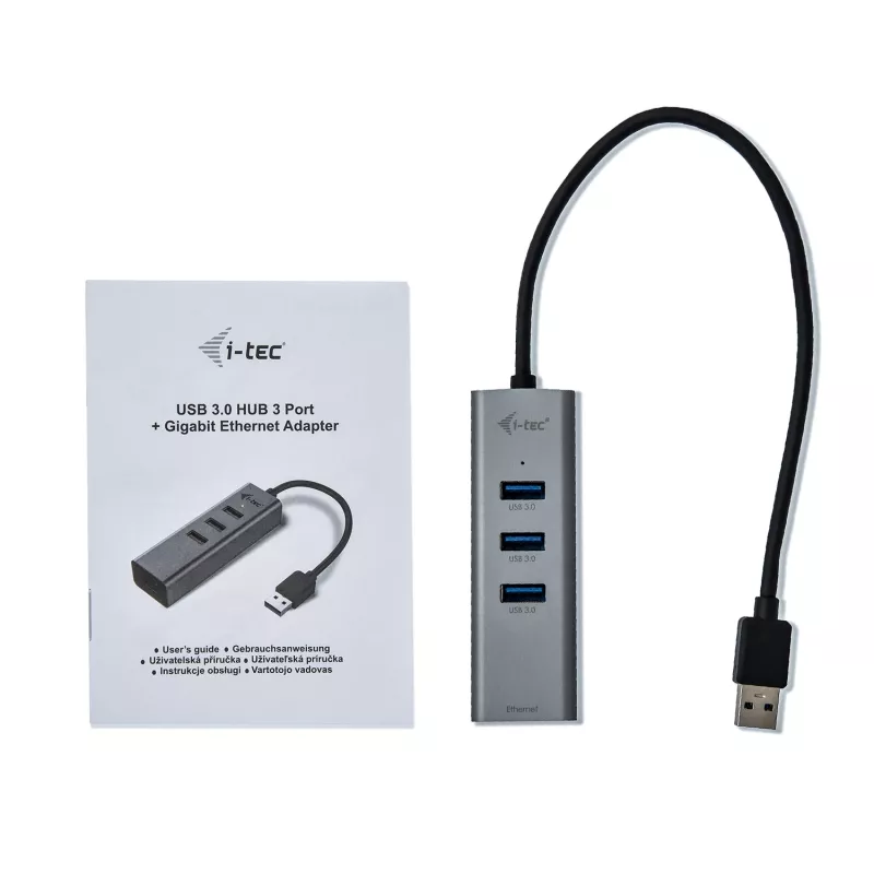 i-tec Metal USB 3.0 keskitin 3 porttia + Gigabit Ethernet -sovitin