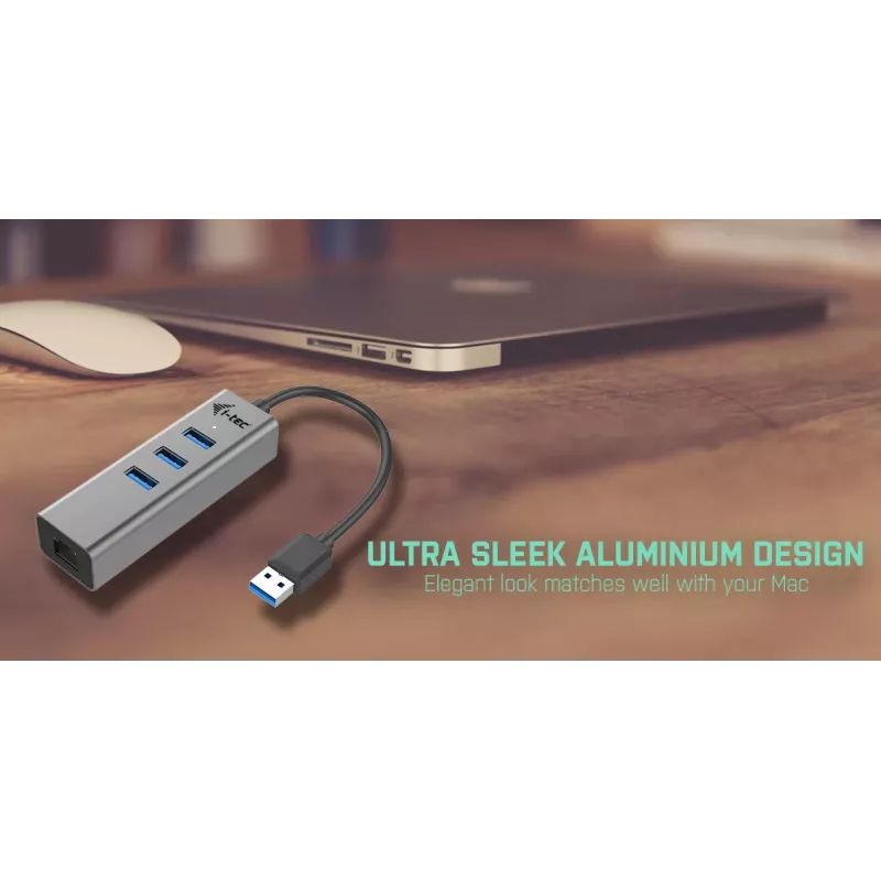 i-tec Metal USB 3.0 keskitin 3 porttia + Gigabit Ethernet -sovitin