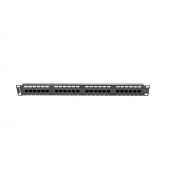 Kytkentäpaneeli 1U LANBERG PPU5-1024-B – 24-porttinen CAT5e, metallia, musta