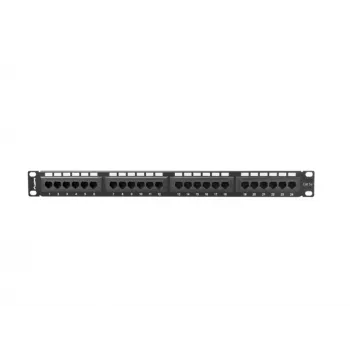 Kytkentäpaneeli 1U LANBERG PPU5-1024-B – 24-porttinen CAT5e, metallia, musta