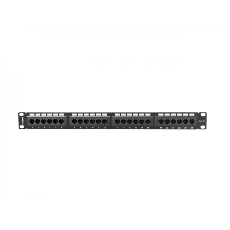 Lanberg PPU5-1024-B kytkentäpaneeli, 24 porttia, 1U, 19 tuumaa, Cat5e UTP, metallinen, musta