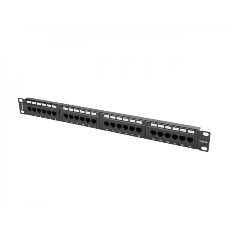 Lanberg PPU5-1024-B kytkentäpaneeli, 24 porttia, 1U, 19 tuumaa, Cat5e UTP, metallinen, musta