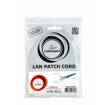 Verkkokaapeli Gembird PP6U-0.25M/B RJ-45 Cat6 0,25 m, sininen