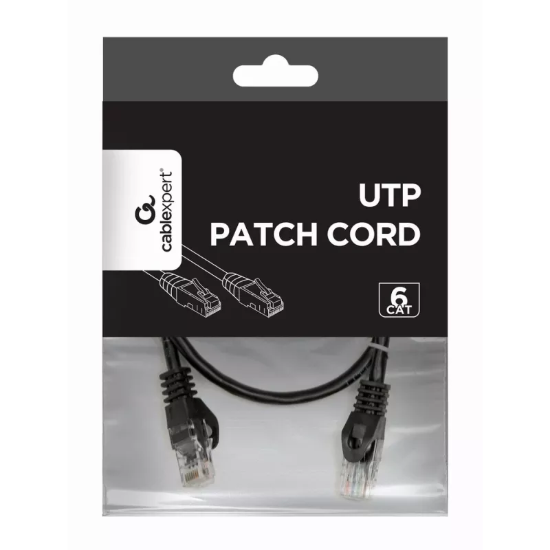 Verkkokaapeli Gembird PP6U-0.5M, musta, Cat6 U/UTP