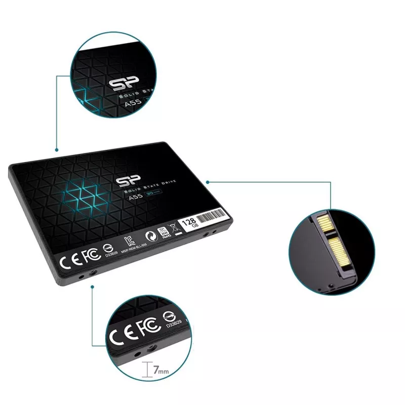 SILICON POWER SSD - A55 - 128GB - 2,5 tuumaa - SATA III Slc