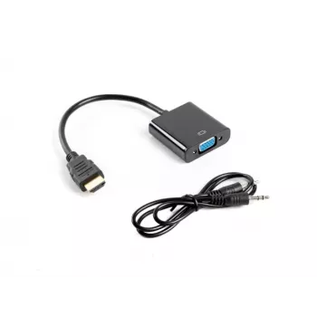 LANBERG videokaapeliadapteri VGA (D-Sub) HDMI Type A (standardi) 0,2 m musta