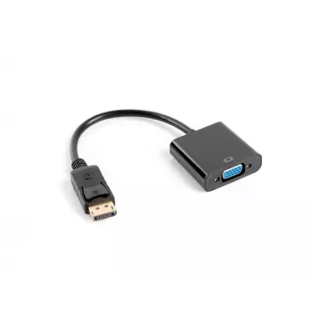 Videokaapeliadapteri LANBERG AD-0002-BK — VGA (naaras) - DisplayPort (uros), 0,2 m, 1920×1200@60Hz, DP 1.1a, musta