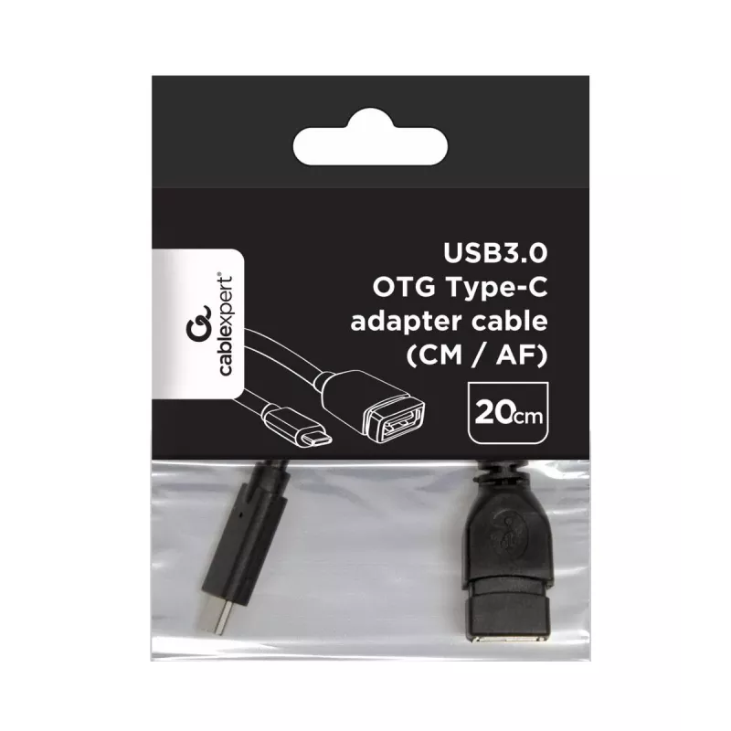 USB-kaapeli Gembird A-OTG-CMAF3-01, USB‑C - USB‑A, 0,2 m, musta