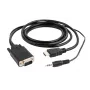 GEMBIRD HDMI-VGA- ja ääni-adapterikaapeli, yksiporttinen, 1,8 m - musta