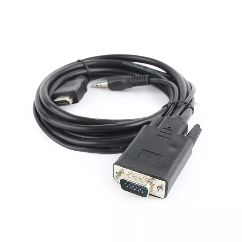 GEMBIRD HDMI-VGA- ja ääni-adapterikaapeli, yksiporttinen, 1,8 m - musta