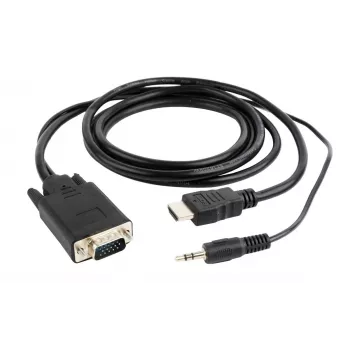 GEMBIRD HDMI-VGA- ja ääni-adapterikaapeli, yksittäinen liitäntä, 3 m, musta