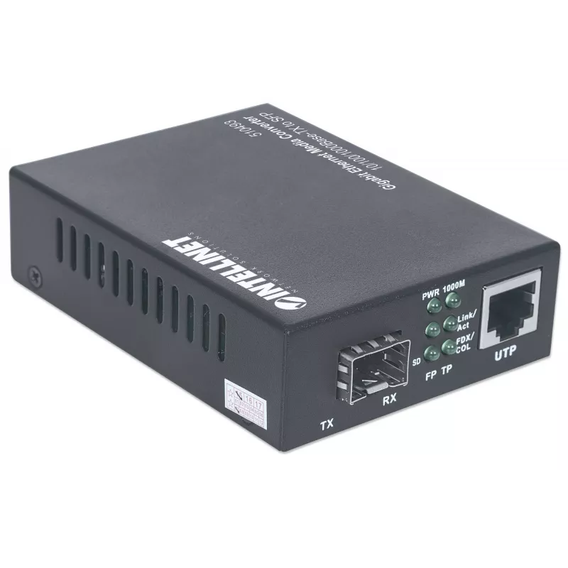 Intellinet Gigabit Ethernet - SFP mediakonvertteri, 10/100/1000Base-Tx - SFP-paikka, tyhjä