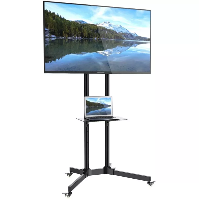 Techly lattialla siirrettävä teline hyllyllä LCD/LED/Plasma 30-65