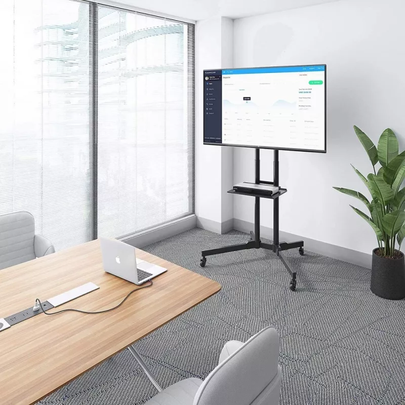 Techly lattialla siirrettävä teline hyllyllä LCD/LED/Plasma 30-65