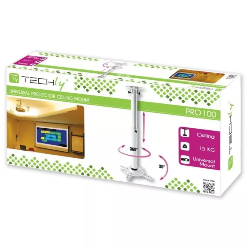 Techly projektorin kattotelineen jatke 500-770 mm valkoinen ICA-PM 104MW