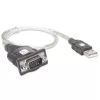 USB-sarjaporttisovitin Techly IDATA USB-SER-2T, USB-A uros DB-9 uros, 0,45 m, läpinäkyvän valkoinen