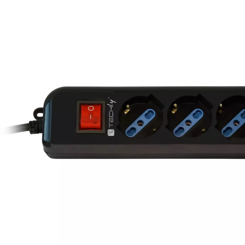 Techly virtalista 6 pistorasiaa musta VDE-pistokkeella IUPS-PCP-6V