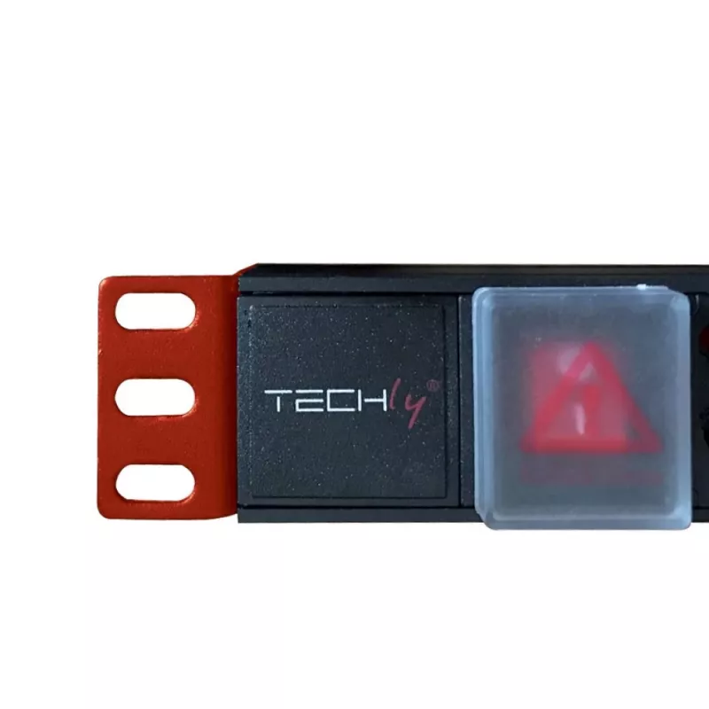 Techly I-CASE STRIP-81UD virtalähdeyksikkö (PDU) 8 AC-pistorasiaa 1U musta, punainen