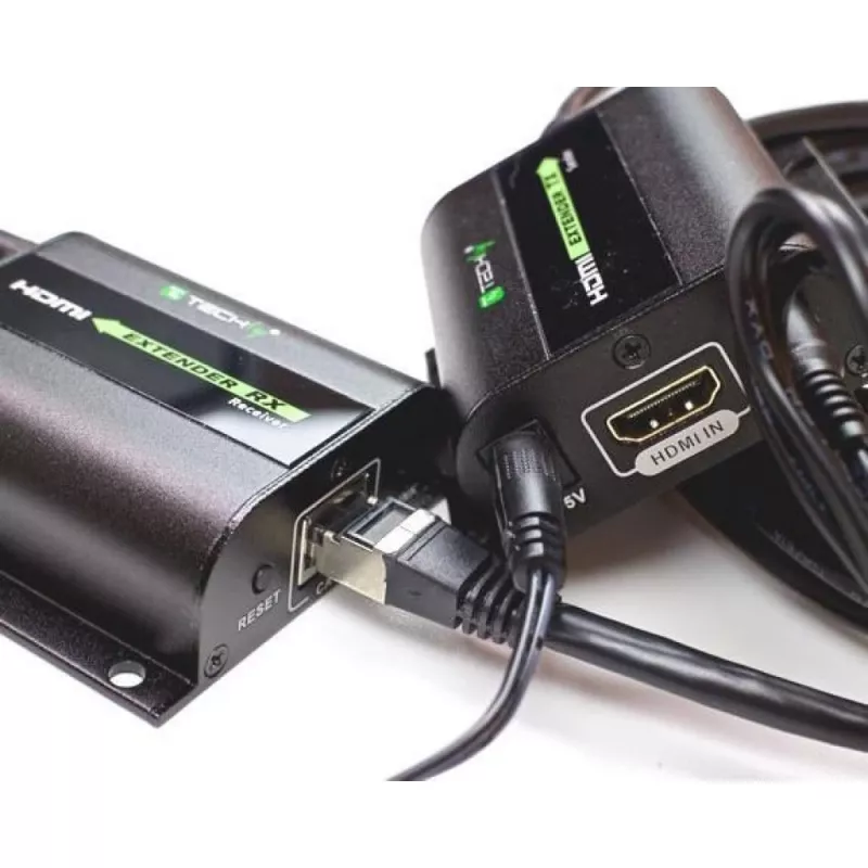 Techly jatko HDMI Full HD Cat.5E / 6 / 6A / 7 kaapelilla max. 60 m itsesäätyvä IDATA EXT-E70I