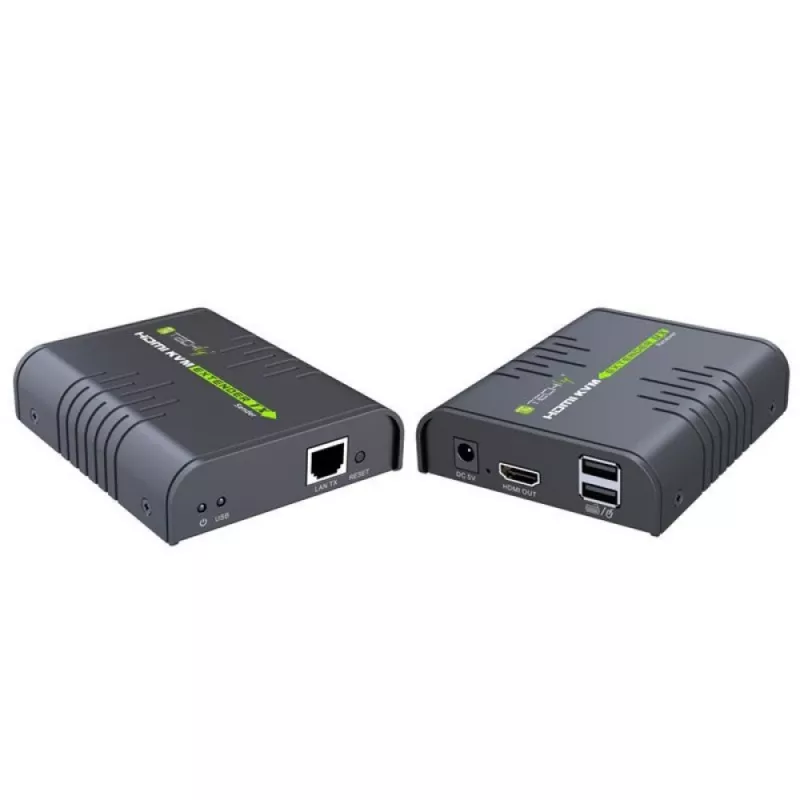 Techly IDATA HDMI-KVM2 KVM-jatko lähetin & vastaanotin