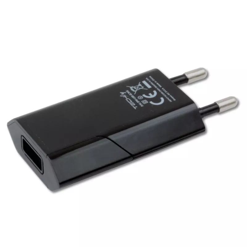 Techly kompakti laturi USB 1A eurooppalainen pistoke musta