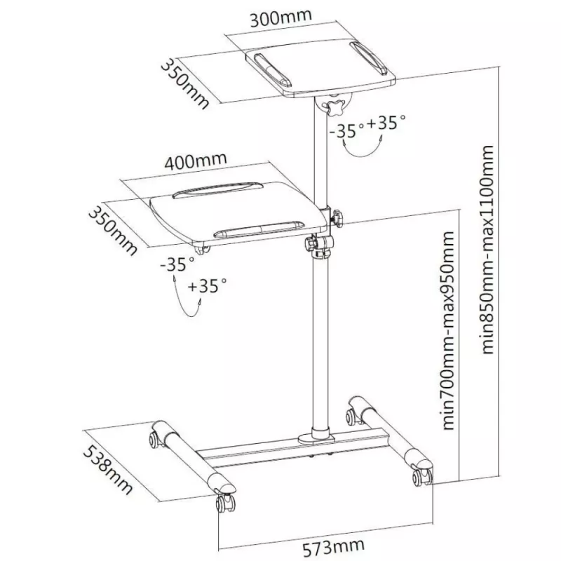 Techly yleiskärry kannettavalle / projektorille, valkoinen ICA-TB TPM-6