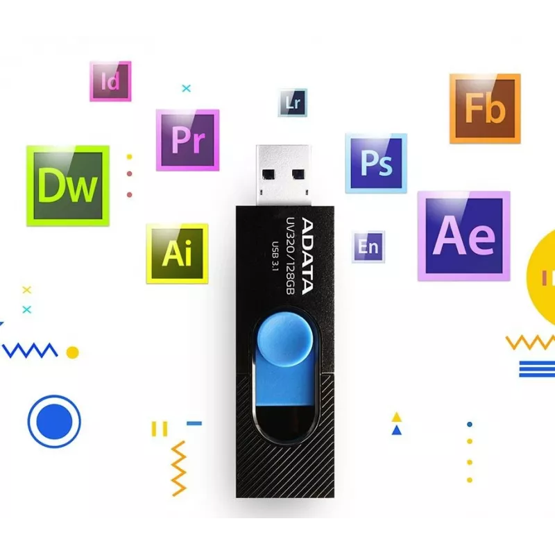 ADATA UV320 USB-muistitikku 128 GB USB Type-A 3.2 Gen 1 (3.1 Gen 1) musta, sininen