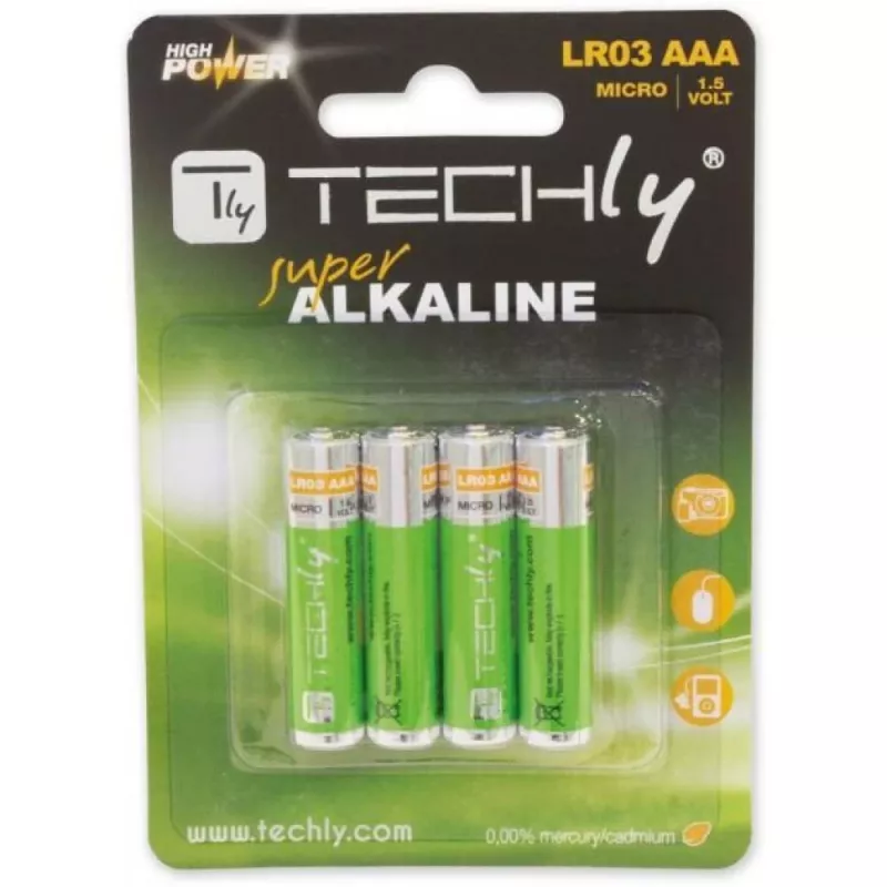 Techly blister 4 paristoa High Power Mini Stilo AAA alkaline LR03 1,5V IBT-KAL-LR03T