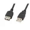 USB A-A-kaapeli LANBERG CA-USBE-10CC-0018-BK, USB 2.0, 1,8 m, musta