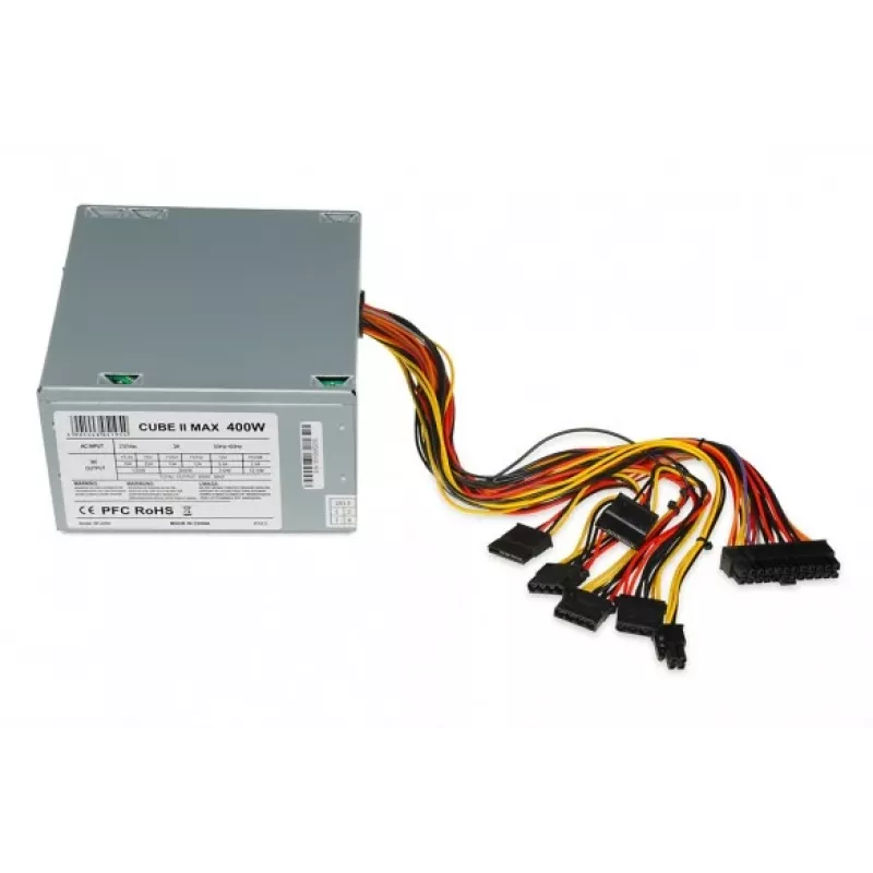 Virtalähde ATX IBOX CUBE II 400 W — 20+4-pin, 120 mm tuuletin, hopea
