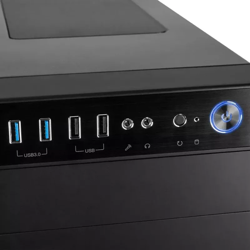 Modecom Oberon Pro Midi Tower -tietokonekotelo, ATX/Micro ATX/ITX, sivuikkuna, näytönohjain enintään 395 mm, 2x USB 3.0, musta