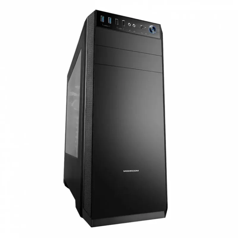 Modecom Oberon Pro Midi Tower -tietokonekotelo, ATX/Micro ATX/ITX, sivuikkuna, näytönohjain enintään 395 mm, 2x USB 3.0, musta