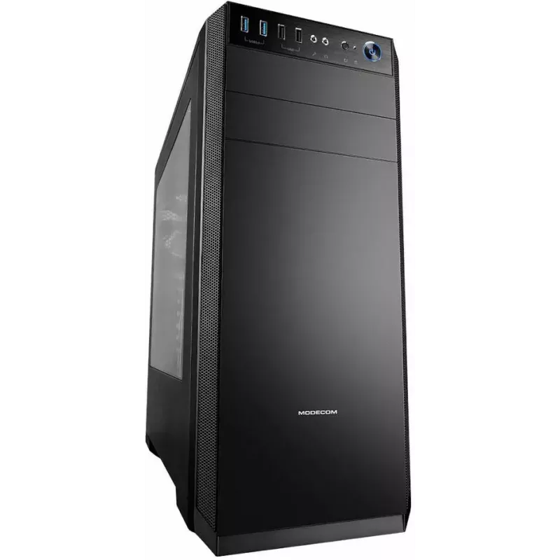 Modecom Oberon Pro Midi Tower -tietokonekotelo, ATX/Micro ATX/ITX, sivuikkuna, näytönohjain enintään 395 mm, 2x USB 3.0, musta