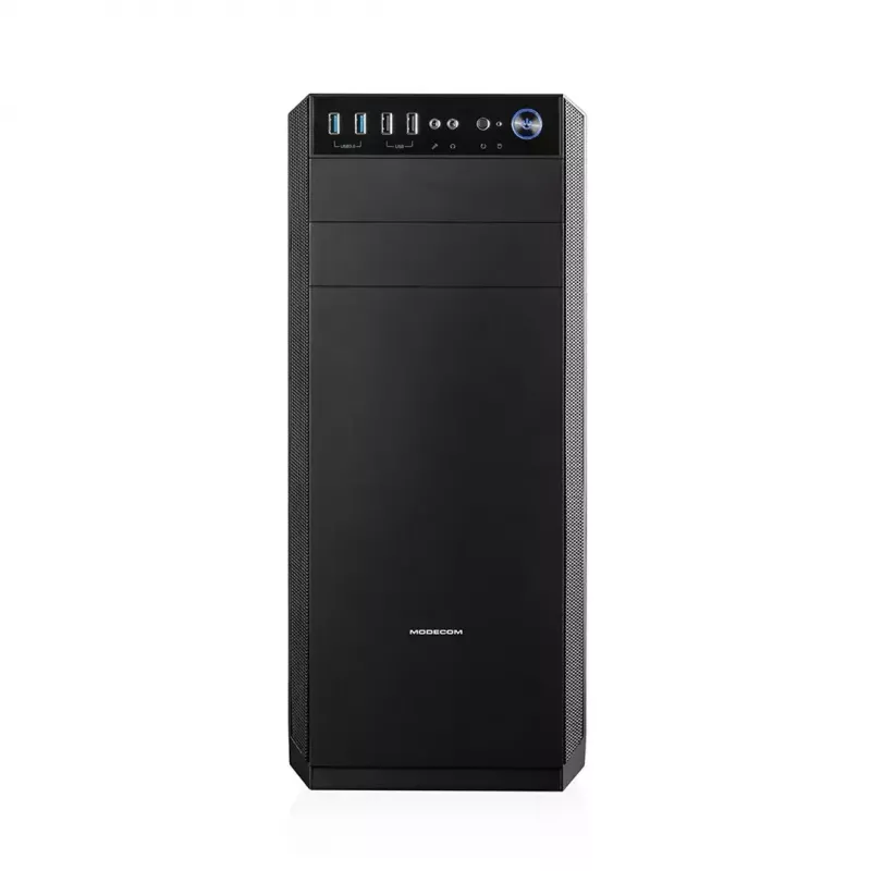 Modecom Oberon Pro Midi Tower -tietokonekotelo, ATX/Micro ATX/ITX, sivuikkuna, näytönohjain enintään 395 mm, 2x USB 3.0, musta