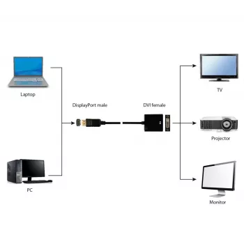GEMBIRD DisplayPort–DVI-adapterikaapeli – musta
