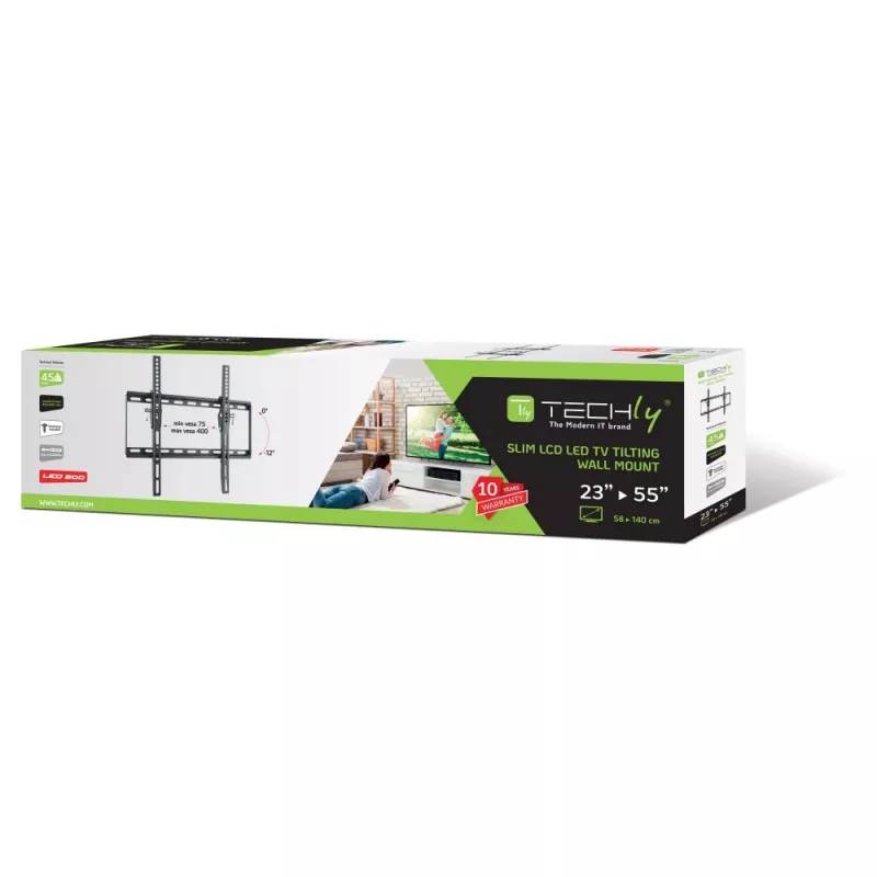 Techly kallistuva seinäteline LED-LCD-TV 23-55 musta ICA-PLB 161M