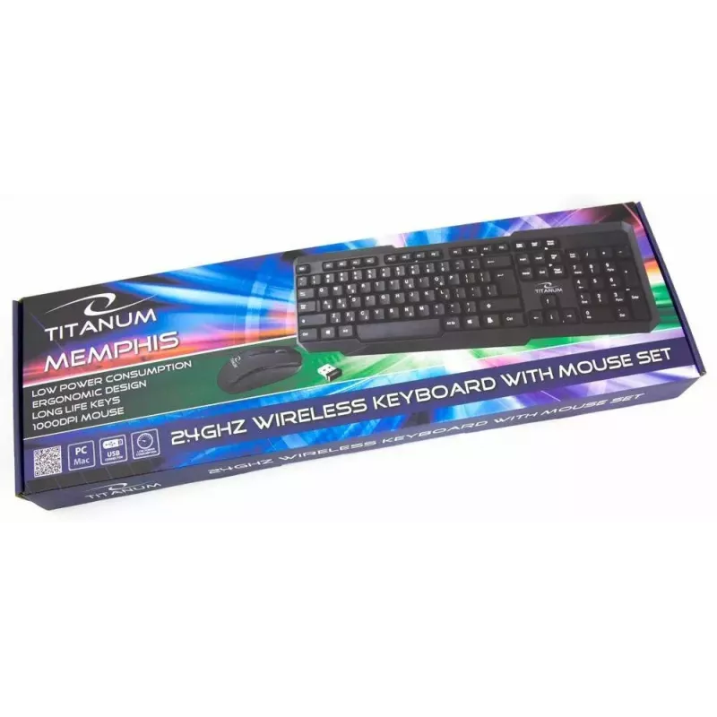 Titanum Memphis TK108 näppäimistö- ja USB-hiirisarja, musta