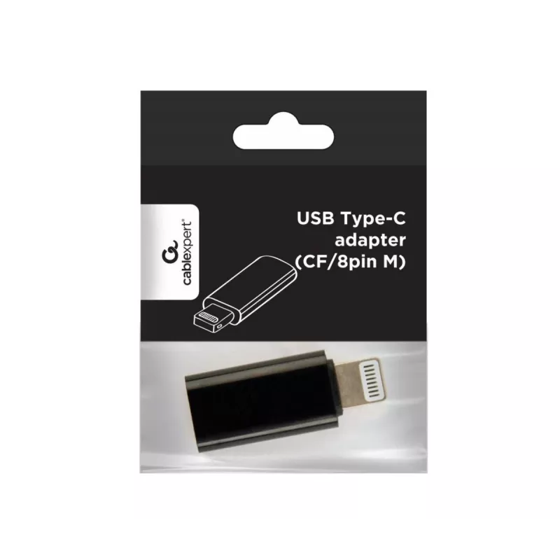 Gembird A-USB-CF8PM-01 kaapelisovitin USB Type-C 8-pin -..., musta